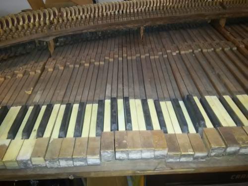 Piano keyboard ivory & keys Before Repairs> Guild & Church Square Grand Piano