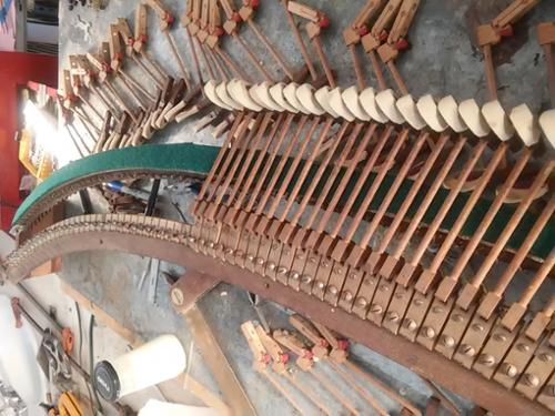 Keyboard Felt Hammers & Flanges undergoing repairs> Guild & Church Square Grand Piano